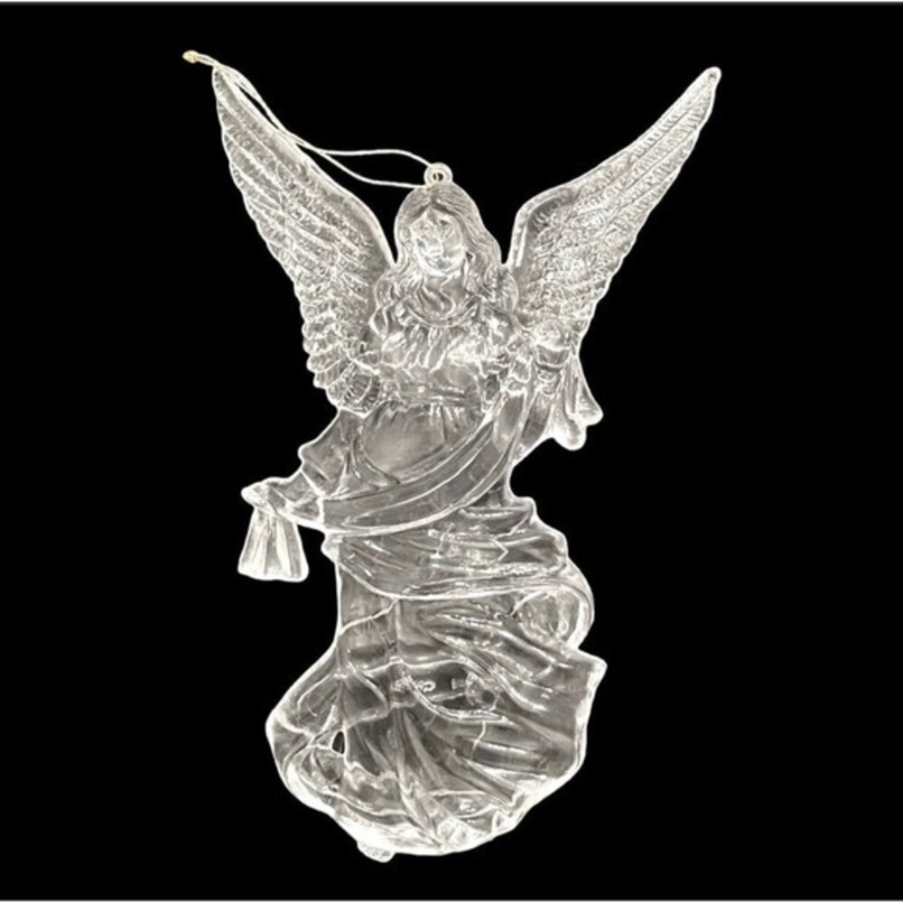 Vintage Clear Acrylic Heavenly Angel Figurine 5.75" Christmas Ornament VG